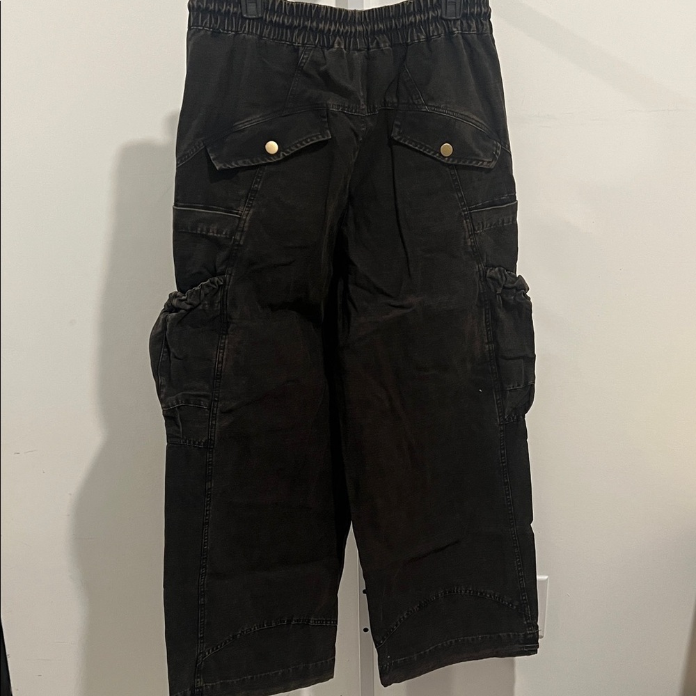 OLI AND HALI WASHED ELASTIC WAIST STRING POINT BIG POCKET PANTS Size L waist 20’ - Picture 4 of 4